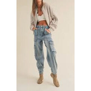 MIOU MUSE CITY VIEWS CARGO JOGGER WOMENS JEANS SZ S 26/27